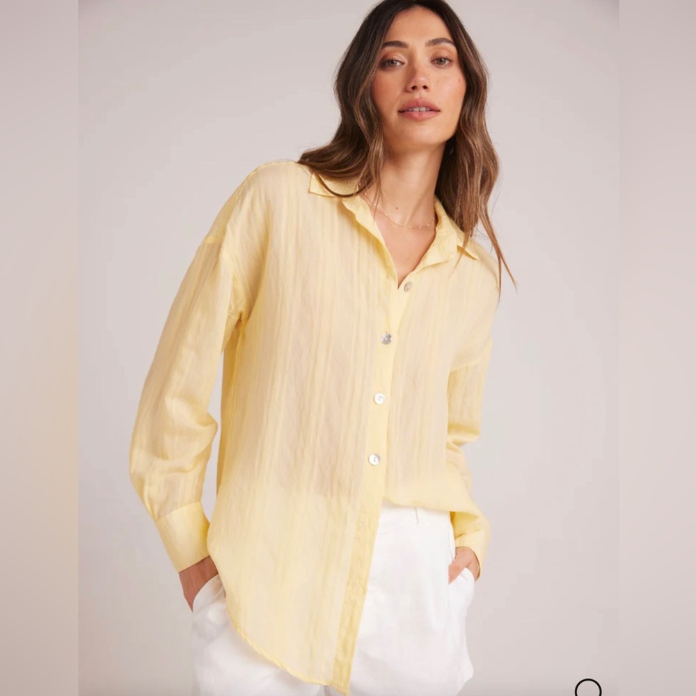 Bella Dahl Boyfriend Button Down in Citron Yellow